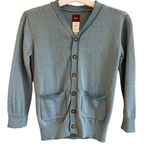 EUC: Tea Collection button down cardigan, teal blue/white, sz 3T.